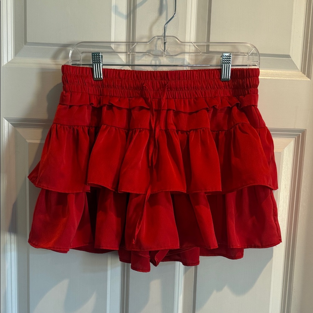 Ruffled Red Women’s Skort with Elastic Waist